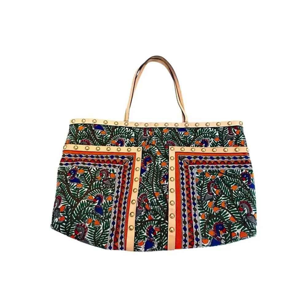 Tory Burch Block T Stud Something Wild Print Tote with Pouch